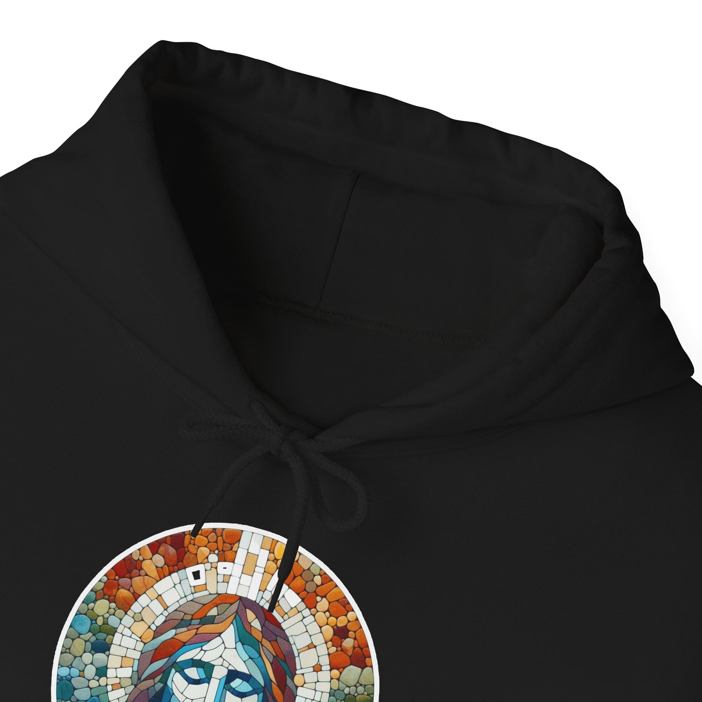 Hooded Sweatshirt - Colorful Jesus Mosaic Face Digital Art