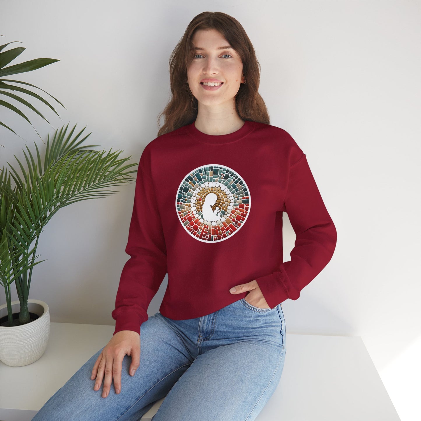 Unisex Sweatshirt with Colorful Christmas Mosaic Graphic | Comfortable and Stylish Clothing