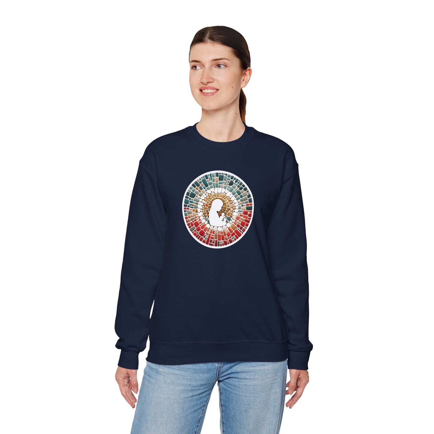 Unisex Sweatshirt with Colorful Christmas Mosaic Graphic | Comfortable and Stylish Clothing